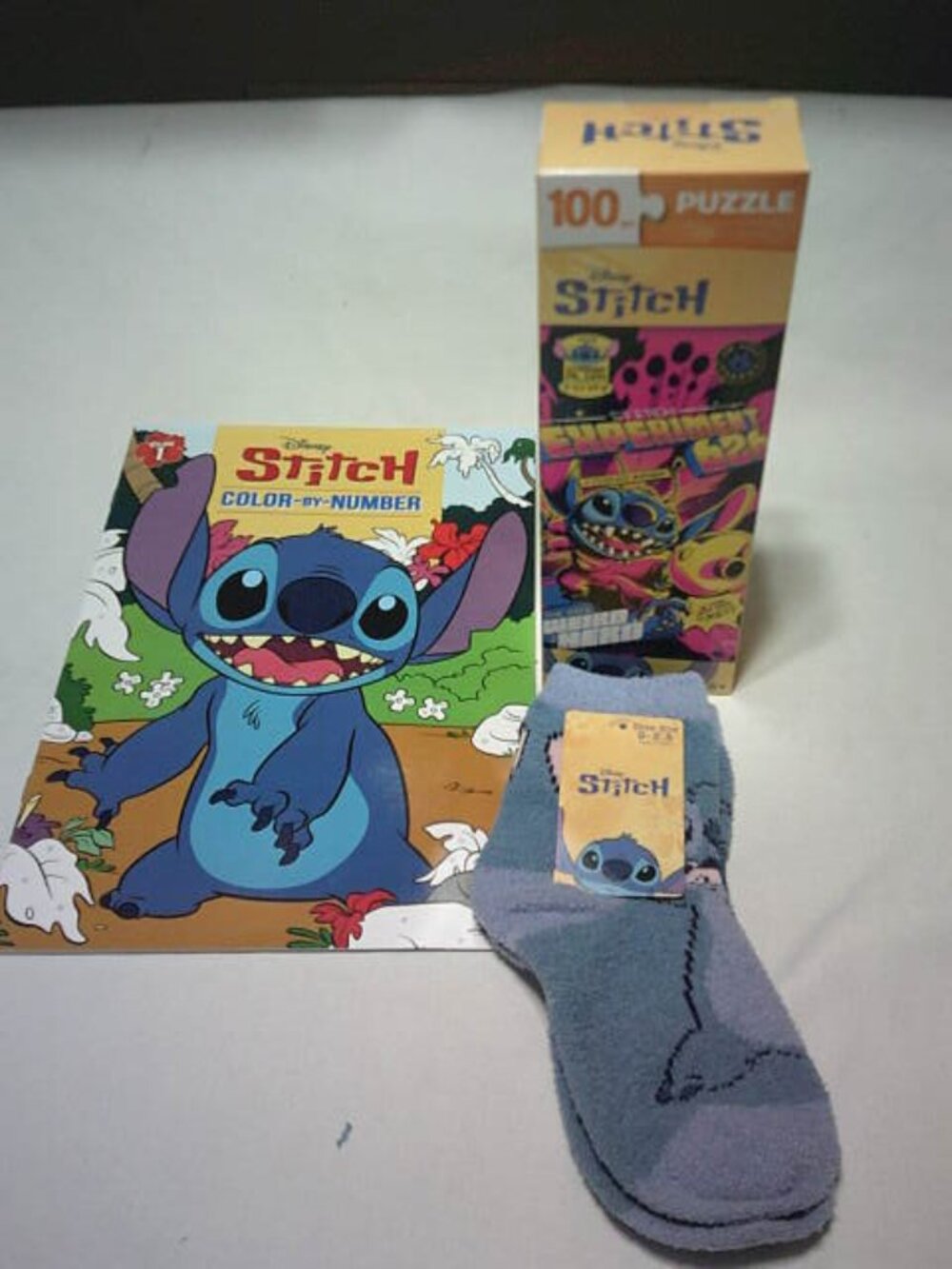 NEW LOT KIDS DISNEY STITCH STOCKING STUFFERS PUZZLE, SOCKS, COLOR BY NUMBER BOOK